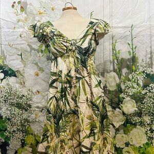 Talbots Green and Cream Floral Maxi Dress